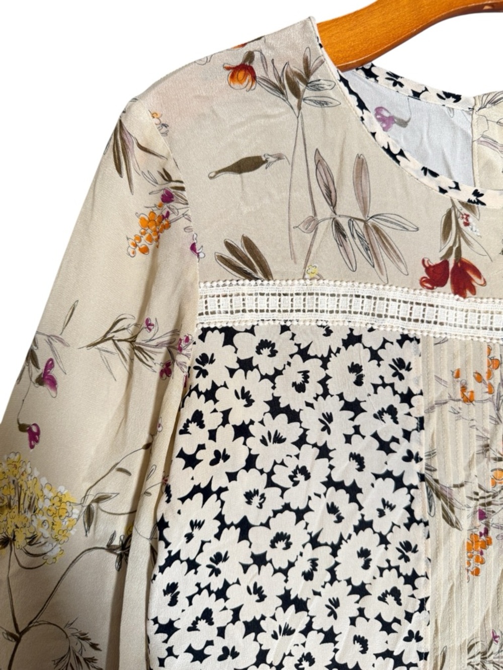 MaxMara Weekend Silk Floral Blouse Bohemian Garden Party Feminine Peplum S - Picture 2 of 7